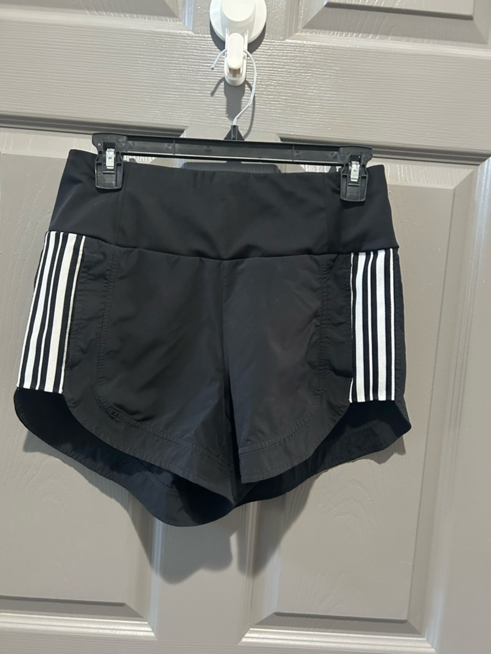 Athleta Black Shorts with White Side Stripes